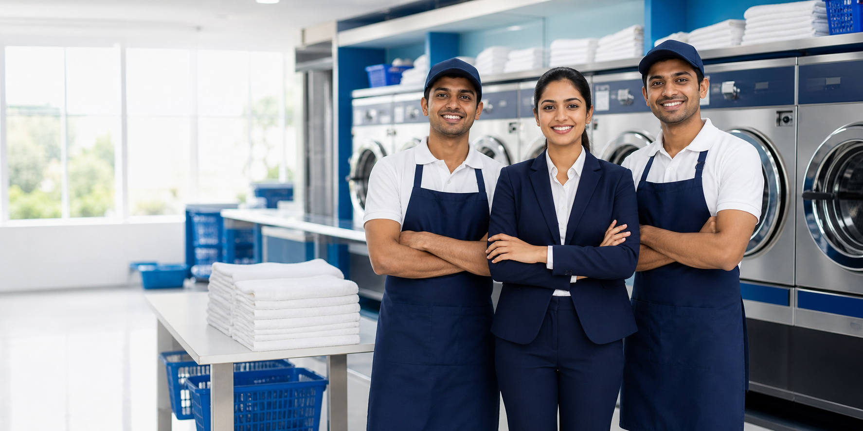 ZEST Laundromart team in a modern laundry facility